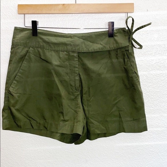New York & Company Olive Green Tie Side Shorts - Picture 1 of 10